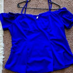 Rosegal Blue cold shoulder peplum top